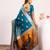 Women firozi Art silk handloom saree