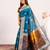 Women firozi Art silk handloom saree