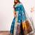 Women firozi Art silk handloom saree