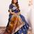 Women navy blue Art silk handloom saree