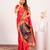 Women red Art silk handloom saree