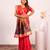 Women red Art silk handloom saree