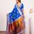 Women royal blue Art silk handloom saree