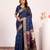 Women navy blue Art silk handloom saree