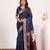 Women navy blue Art silk handloom saree