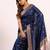 Women navy blue Art silk handloom saree