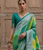Women green Art silk handloom saree