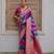 Women pink Art silk handloom saree