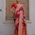 Women red Art silk handloom saree