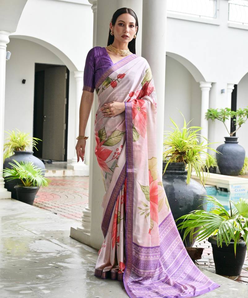 Women multicolor Art silk handloom saree