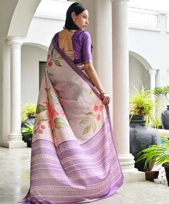 Women multicolor Art silk handloom saree 3