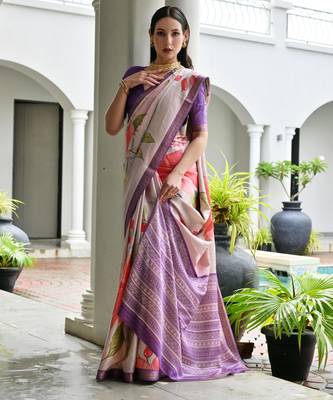 Women multicolor Art silk handloom saree 4