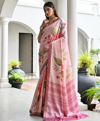 Women multicolor Art silk handloom saree 3