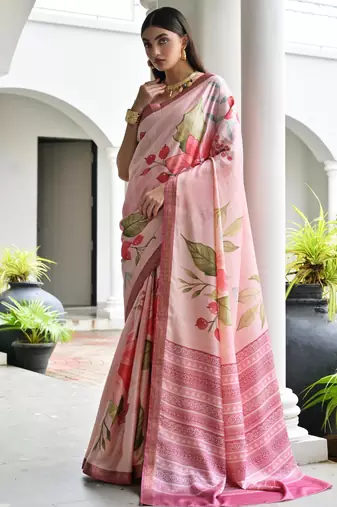 Women multicolor Art silk handloom saree