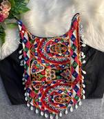 Black navratri special corset style mirror work blouse
