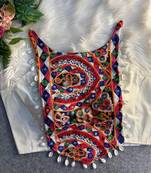 White navratri special corset style mirror work blouse