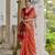 Women orange Art silk handloom saree