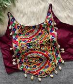 Wine navratri special corset style mirror work blouse