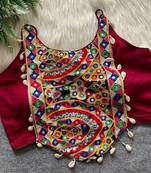 Rani pink navratri special corset style mirror work blouse