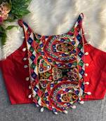 Red navratri special corset style mirror work blouse