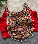 Red navratri special corset style mirror work blouse