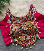 Rani pink navratri special corset style mirror work blouse