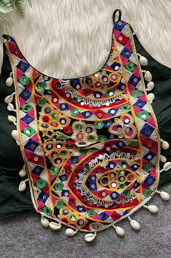 Green navratri special corset style mirror work blouse