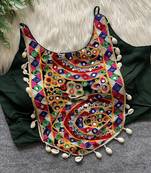 Green navratri special corset style mirror work blouse