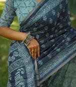 Women blue art silk handloom saree