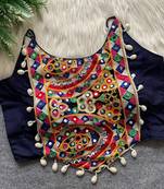 Navy blue navratri special corset style mirror work blouse