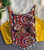 Yellow navratri special corset style mirror work blouse