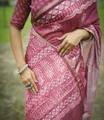 Women magenta art silk handloom saree