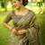 Women mehndi art silk handloom saree