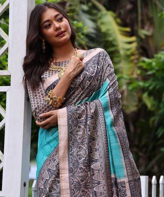 Women rama art silk handloom saree 3