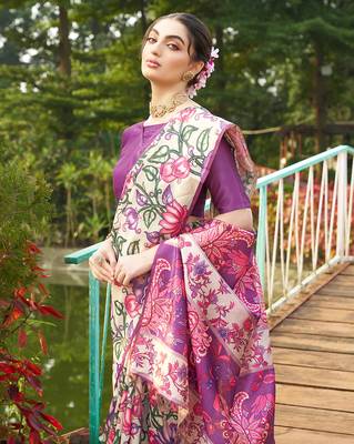 Women multicolor art silk handloom saree 4