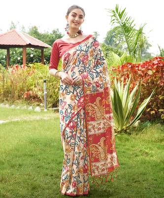 Women multicolor art silk handloom saree 1