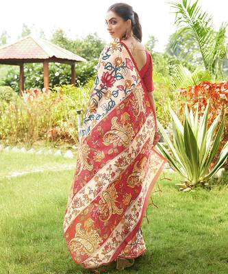 Women multicolor art silk handloom saree 2