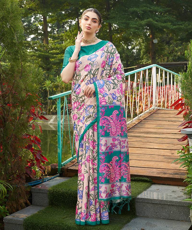 Women multicolor art silk handloom saree