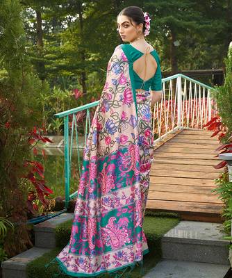 Women multicolor art silk handloom saree 2