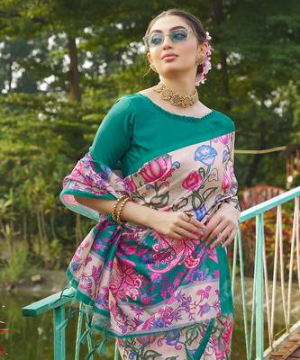 Women multicolor art silk handloom saree 4