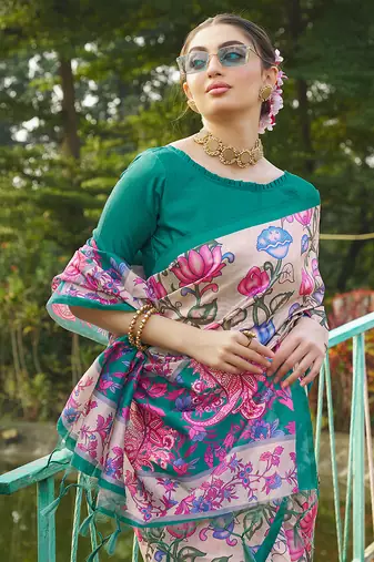 Women multicolor art silk handloom saree