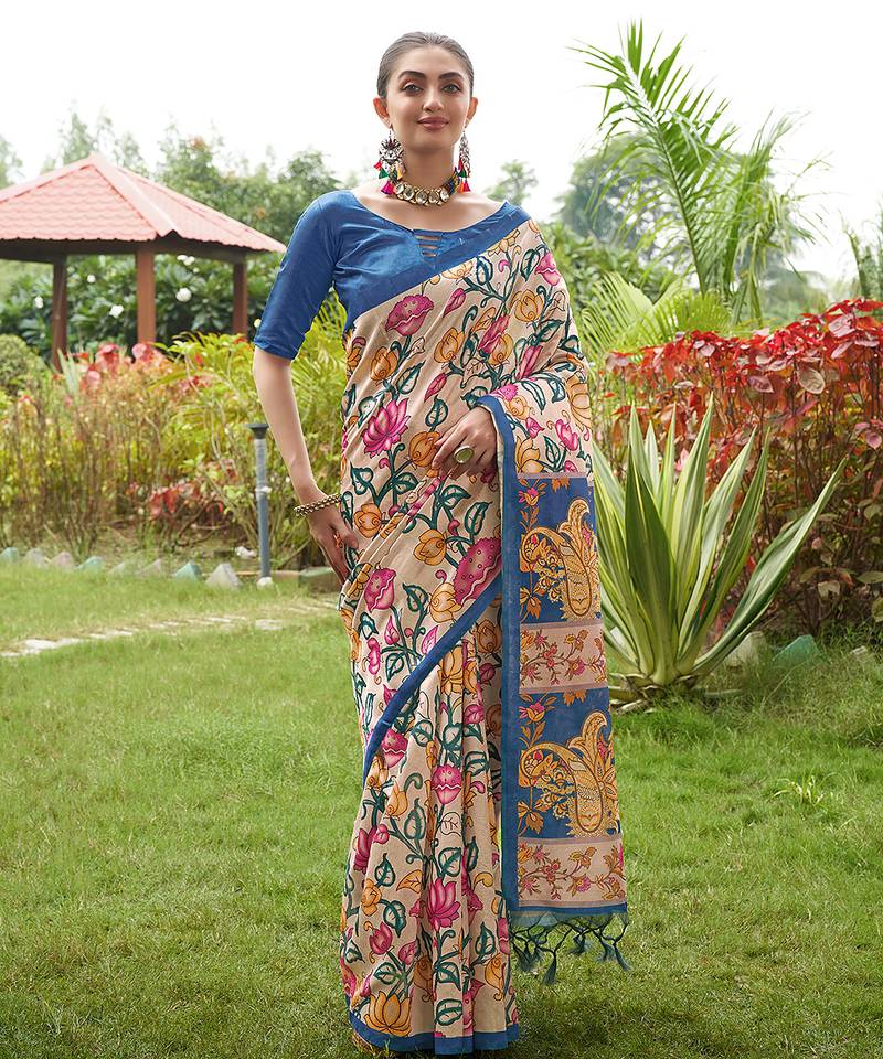 Women multicolor art silk handloom saree