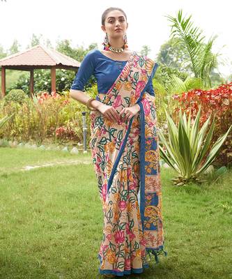 Women multicolor art silk handloom saree 2