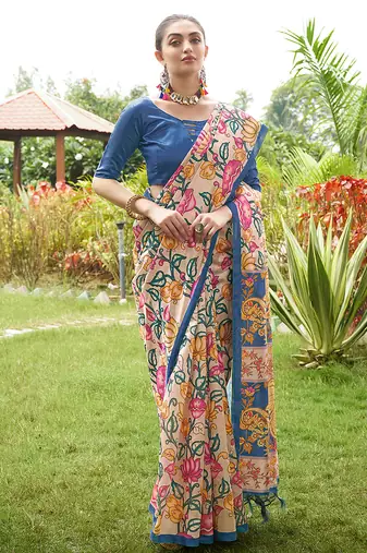 Women multicolor art silk handloom saree