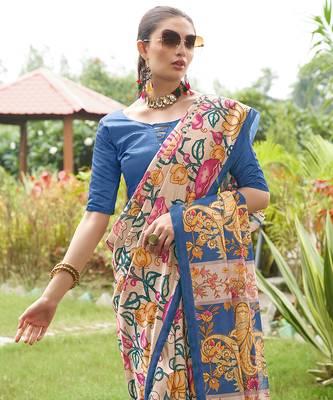Women multicolor art silk handloom saree 3
