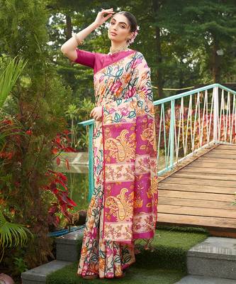 Women multicolor art silk handloom saree 2