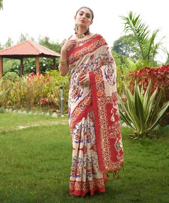 Women multicolor art silk handloom saree 1