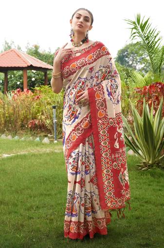 Women multicolor art silk handloom saree