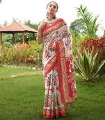 Women multicolor art silk handloom saree