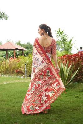 Women multicolor art silk handloom saree 2